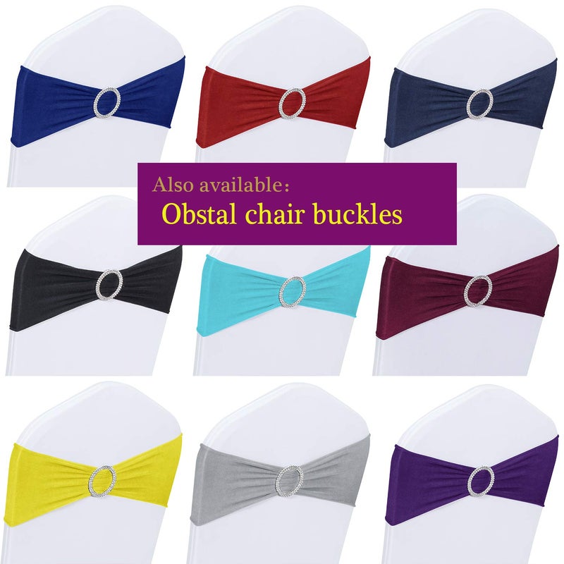 Obstal 50 PCS Spandex Stretch Chair Sashes Bows for Wedding Reception- Universal Elastic Chair Cover Bands with Buckle Slider for Banquet, Party, Hotel Event Decorations Champagne Sashes - Image 3